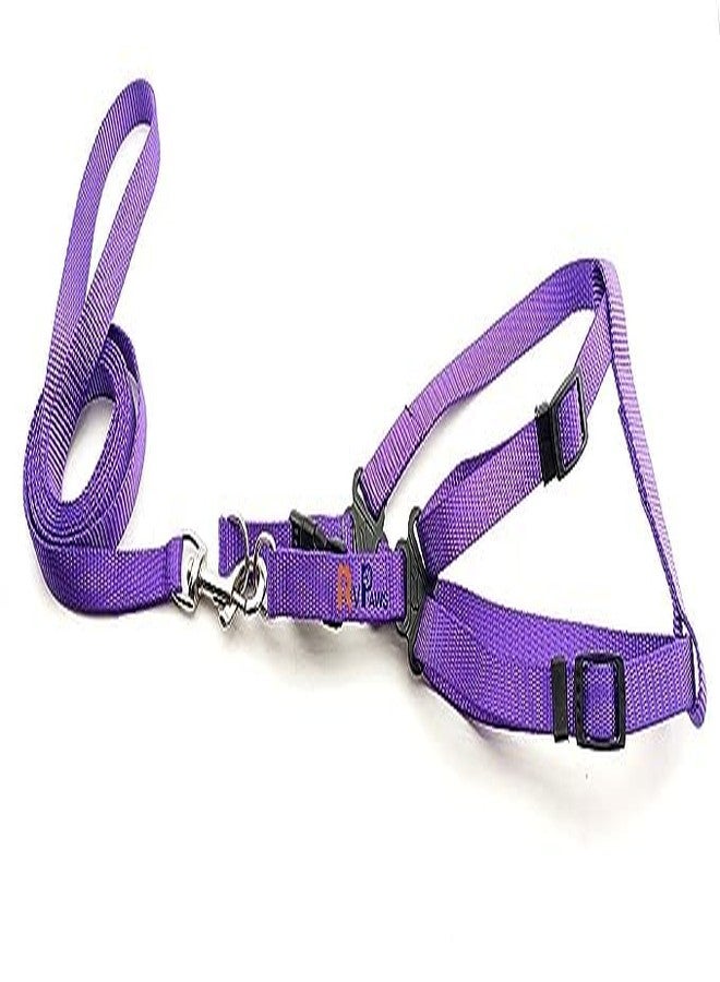 Pups&Pets 15 MM Soft Nylon Strip Pattern Radium/Reflective Dog Harness and Leash Set Ideal for Puppies and Small Breed Dogs (Purple) - Image 4